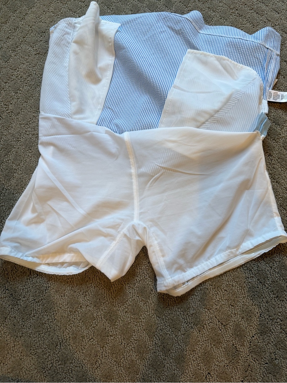 Vineyard Vines White and Light Blue Striped Scalloped Hem Mini Skirt - Picture 3 of 6